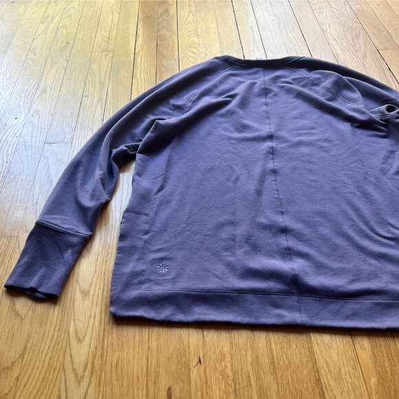 Athleta size L Cozy Purple LUXE Crew Neck Long Sleeve Athleisure Sweatshirt - Picture 12 of 13